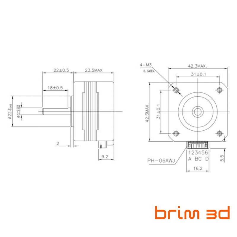 Kit 2 Motori Passo-Passo NEMA17 42x42x23mm Per Stampanti 3D, CNC, RepRap (4.1V DC)